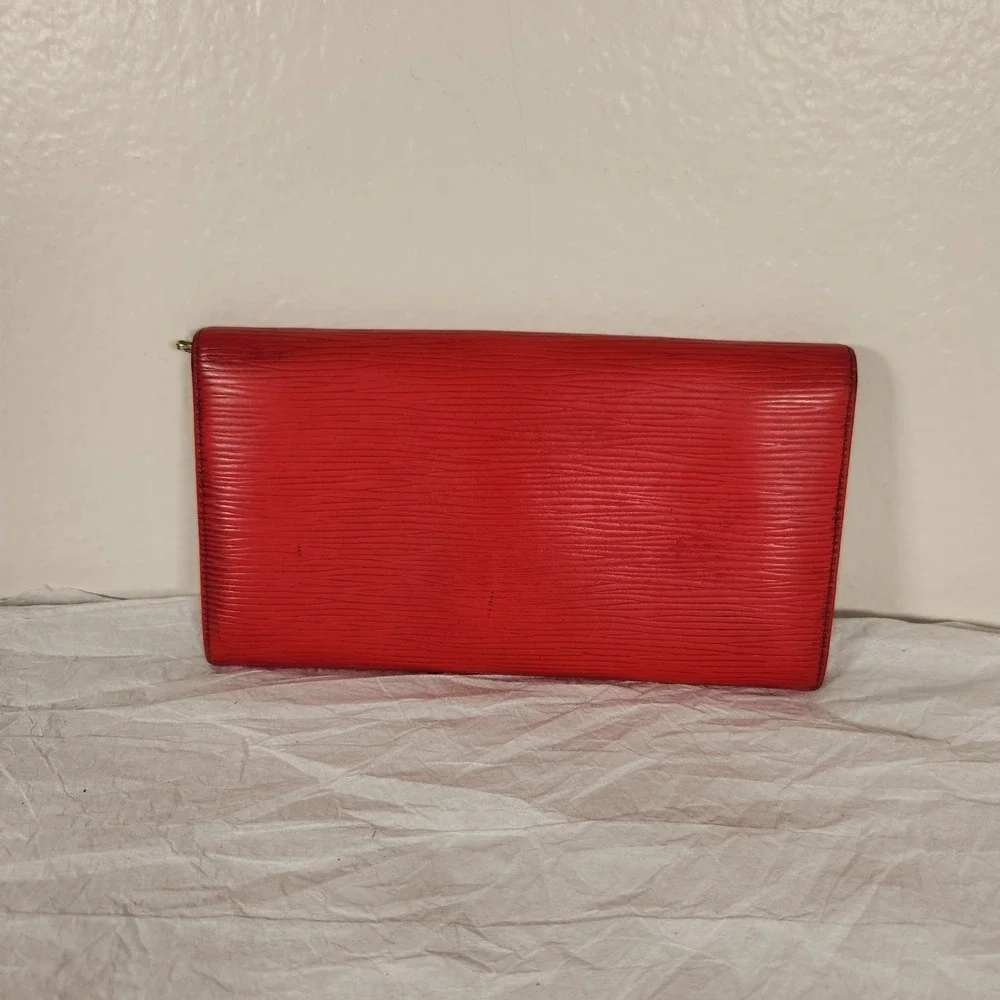 Louis Vuitton Epi Porte Feuille Sarah Leather Long Bifold Wallet Red Authentic
